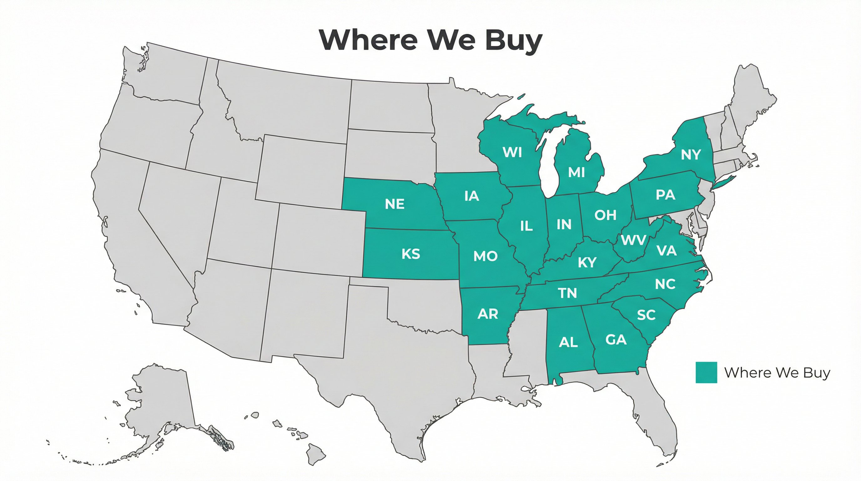 Map showing states where we buy mobile home parks
